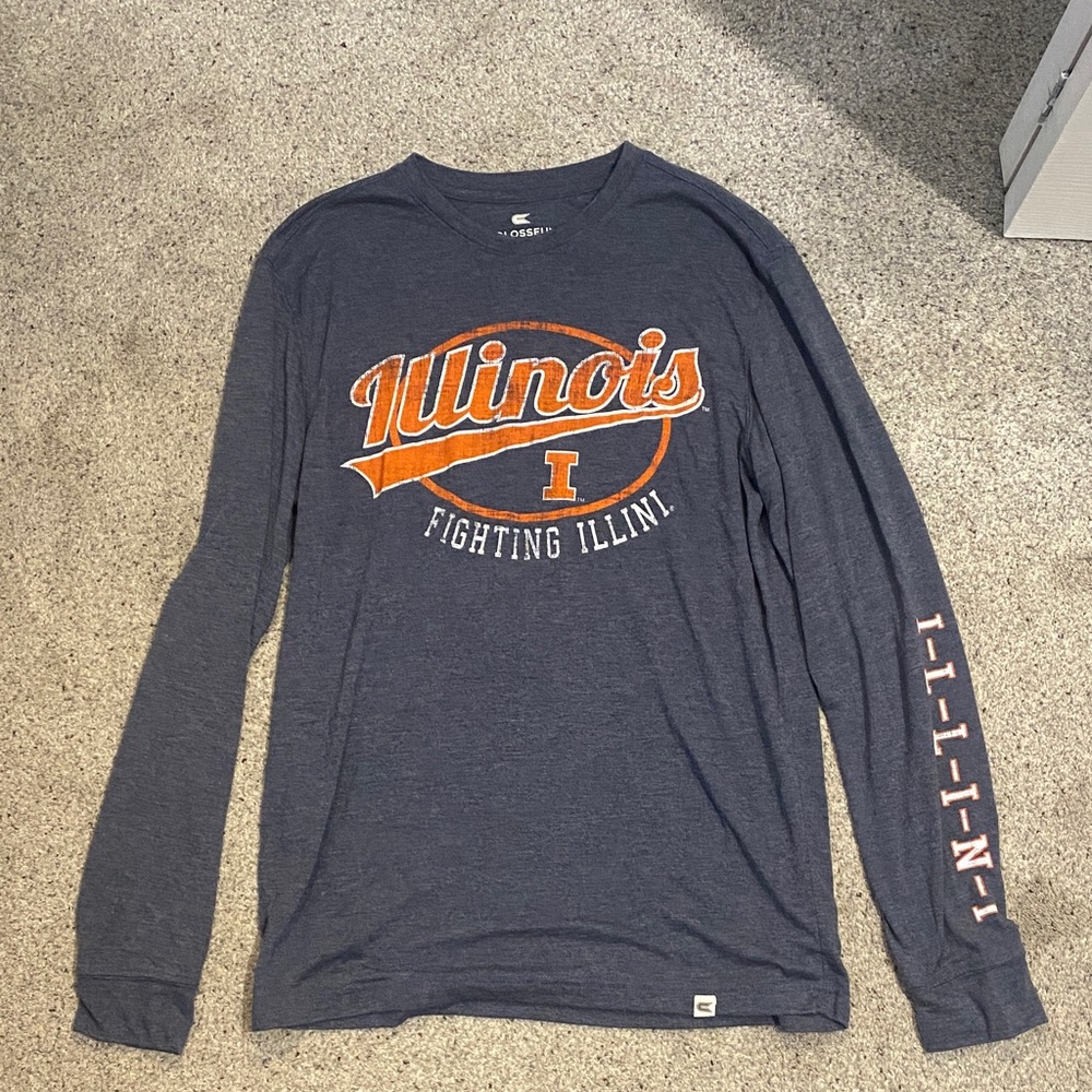 Men's Blue and Orange Illinois Long Sleeve Tee